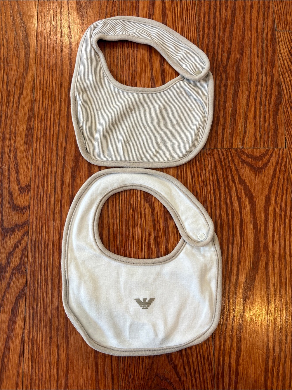 Emporio Armani White and Beige Baby Bibs - Set of 2
